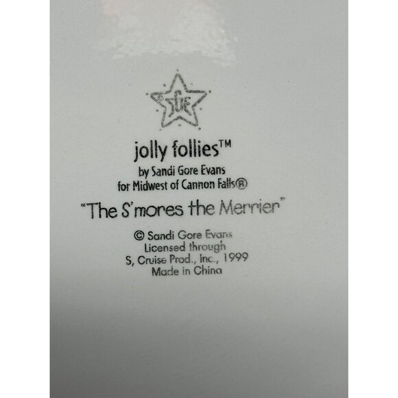 (2) SANDI GORE EVANS THE S'MORES THE MERRIER Jolly Follies Dinner Plates Snowmen - Picture 13 of 13